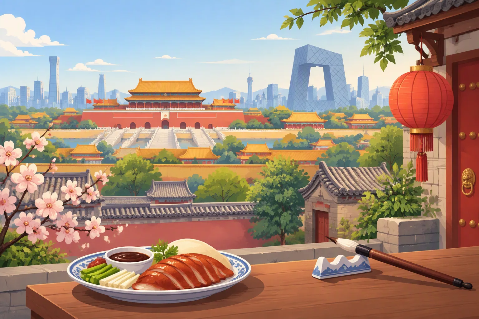 Beijing city profile illustration
