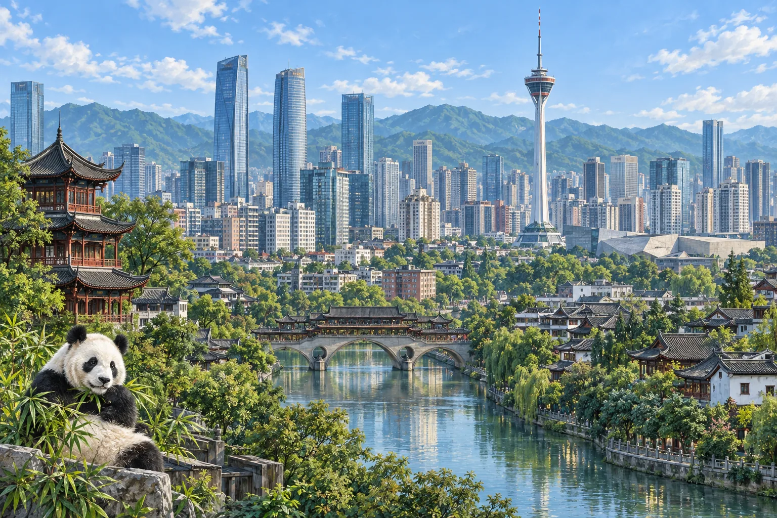 Illustration of studying and living in Chengdu