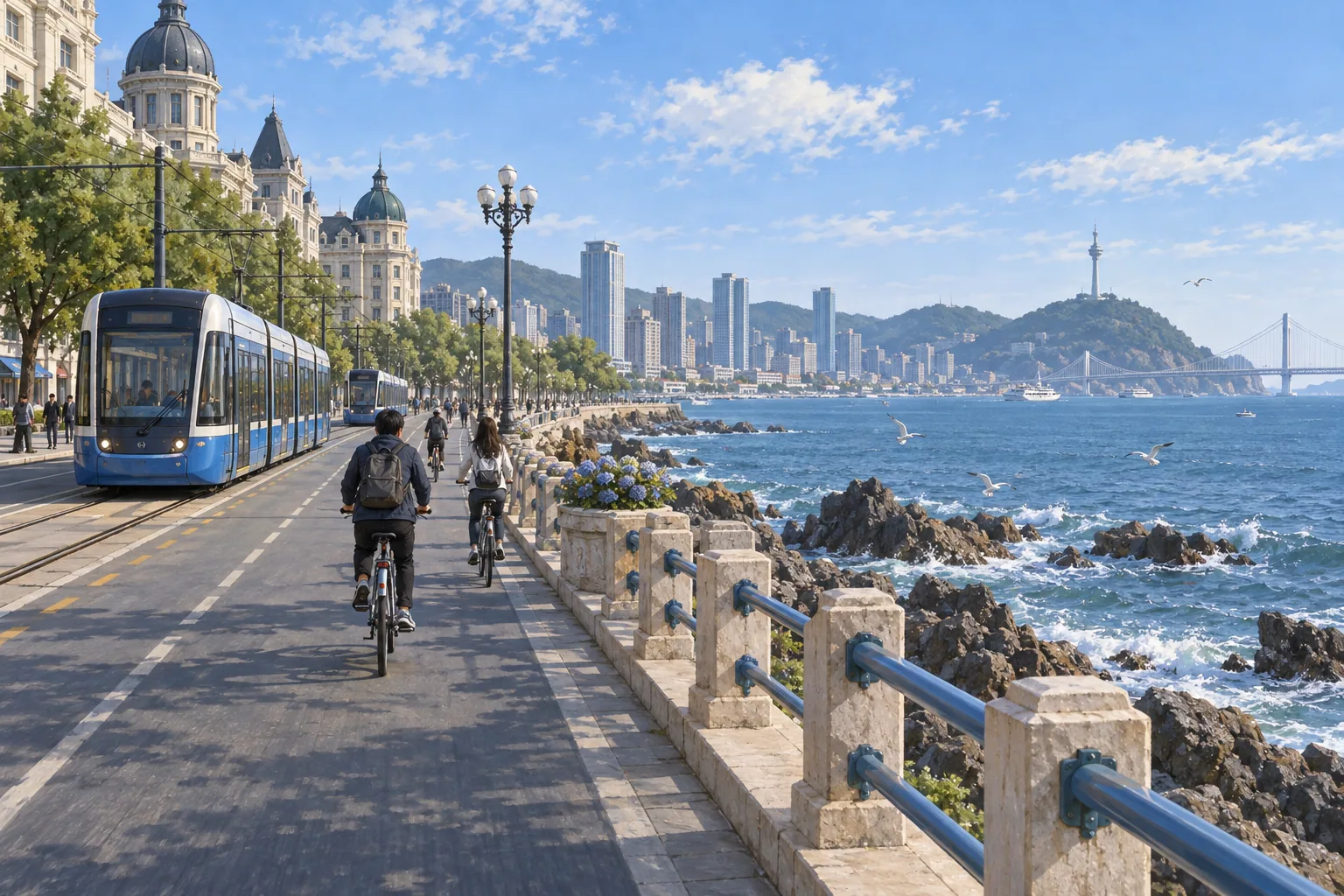 Dalian metro, tram and coastal student life
