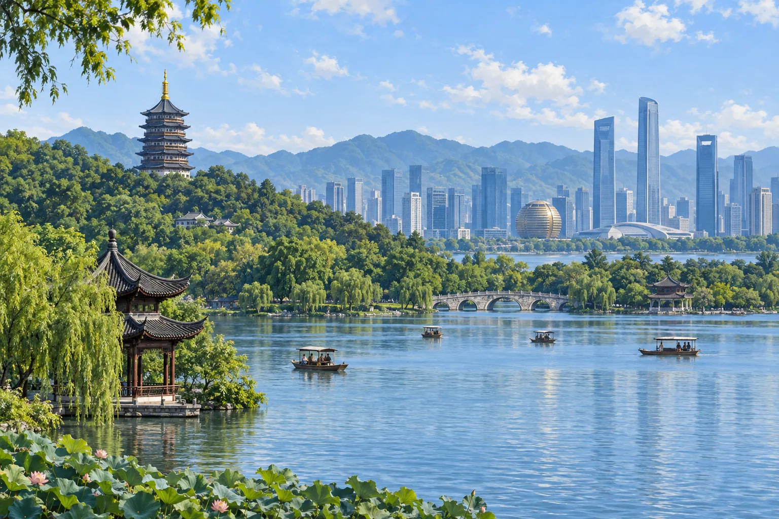 Illustration of studying and living in Hangzhou