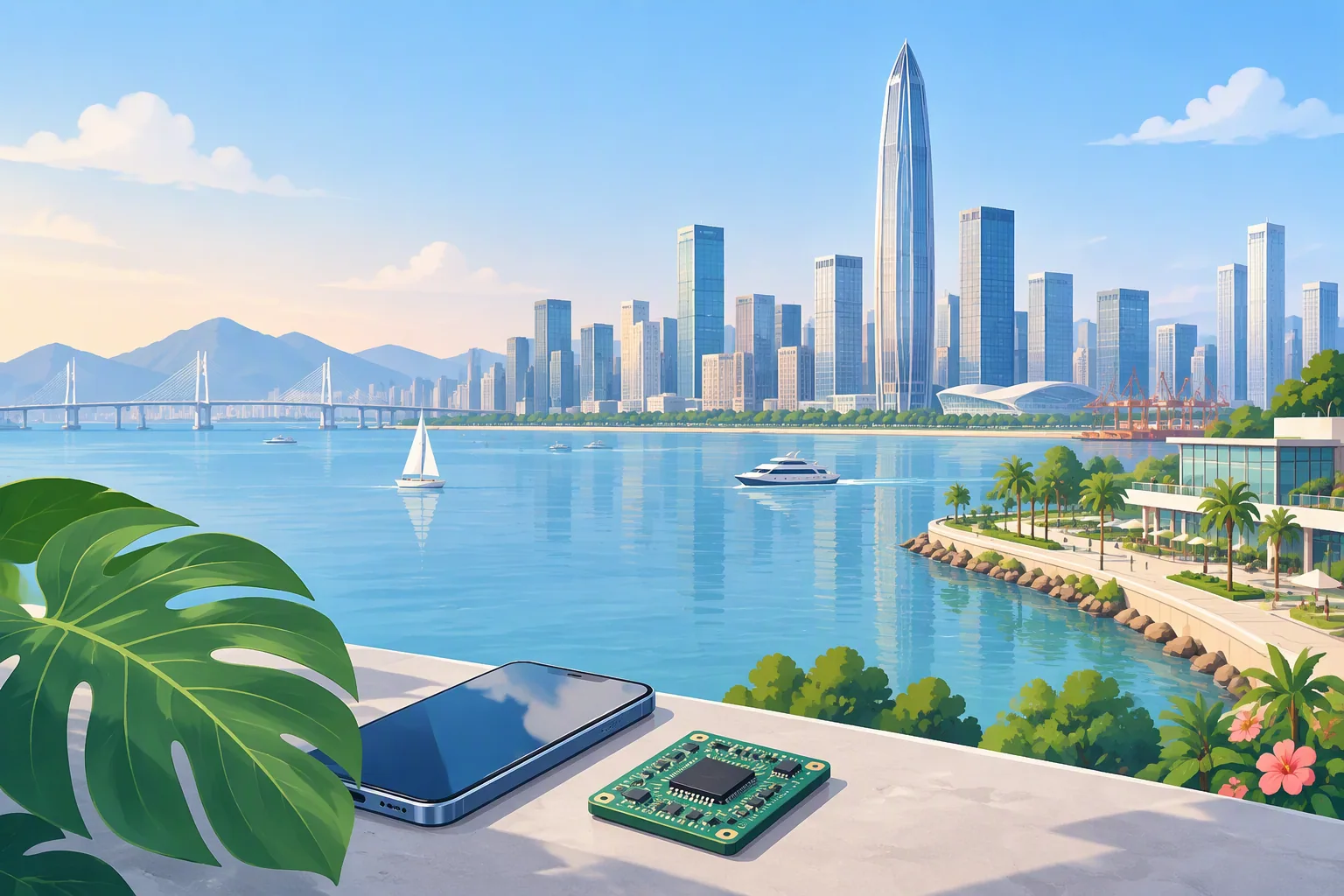 Shenzhen city profile illustration